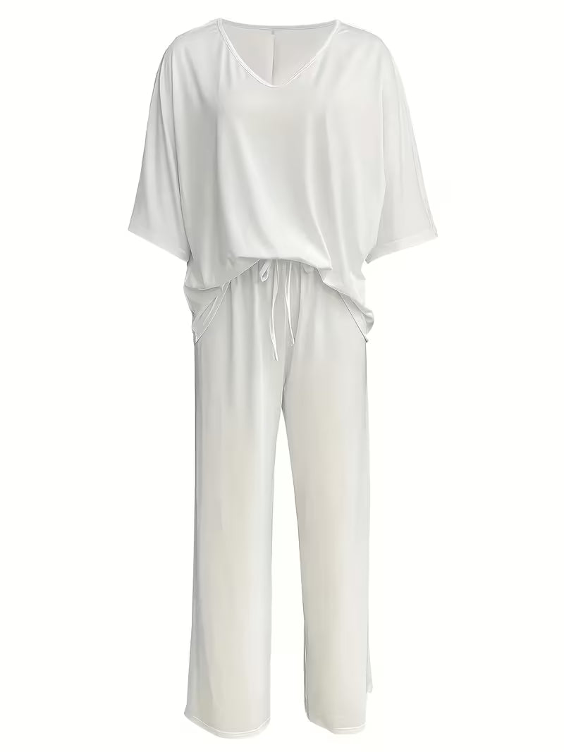 👑 Chique Linnen-Look Co-Ord Set – Zwart
